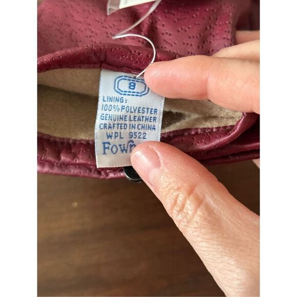 NWT Fownes Leather Gloves size 8 Vintage Sears Tag Burgundy - Picture 5 of 5